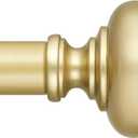 Gold Curtain Rods for Windows 48 to 84 Inch, Decorative Heavy Duty Single-Side Adjustable 1 Inch Diameter Gold Curtain Rod, Boho Vintage Rustic Metal Drapery Pole for Farmhouse Bedroom Living Room