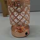 TOBUSA Crystal Cordless Table Lamp Rechargeable, Portable 6000mAh Battery Operated Lamp with 3 Color Temps & Stepless Dimming, Bedside Touch Small Desk Lamp, Rose Gold LED Night Light for Bedroom Bar