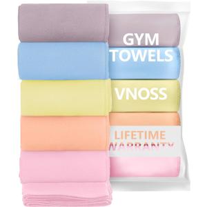 Microfiber Gym Towels - Quick Dry, Highly Absorbing, Odor-Free, for Women & Men - Gym Towel for Hot Yoga, Tennis, Working Out, Camping, Set of 5 Pastel (Pastel Colors, 5Pack - 16 * 27Inch)