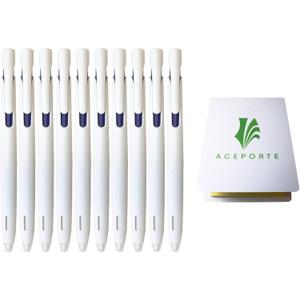 ACEPORTE Zebra Blen Retractable Ballpoint Pen, Fine Point 0.5mm, 10 Pack (Blue Ink/White body), Sticky Notes Value Set