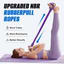 Pedal Resistance Band with Handles,6/8/10 Tube Stretch Band, Fitness Shaping Yoga Exercise Equipment, Natural Rubber Tension Rope, for Abdominal, Leg, Arm, Back Slimming Training