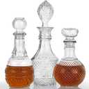 LAWADACH Liquor Decanters Whiskey Decanter Set - Creative Glass Decanter for Liquor,Decanter for Tequila,Bourbon and Vodka Unique Whiskey Presents for Man,Dad and Home Bar Decor(17.6oz*2, 17oz*1)