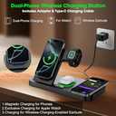 Dual Phone Wireless Charging Station for Apple Devices, Magnetic Charging Station for iPhone with Auto Switch 7-Color Light & Clock, Family Watch Charger for iPhone17 for iWatch11 for AirPods Pro3(Black