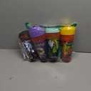 24 Pack Halloween Party Favors Goodie Cups - Bats, Ghost, Cats, Pumpkin, Witch, Spider Patterns - 16OZ Reusable Plastic Cups With Lids and Plugs for Party Decorations