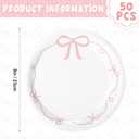 Havawish 50 Pcs Pink Bow Birthday Party Supplies 9 Inch Pink Bow Paper Plates Coquette Bachelorette Tableware Decorations Dinner Plates for Birthday Bachelorette Bridal Baby Shower Party