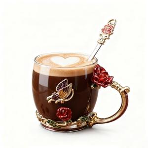 Guon-Wuvl Stocking Stuffers For Women Mom Perfect Christmas Valentines Day Gifts Glass Enamel Coffee Tea Mug Birthday Presents For Her Girlfriend Wife From Daughter Son (Rose Red Coffee Cup, 11 OZ)