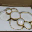 Cluster of 9 Round Serving Bowls, on an Elegant 22-Inch Gold Tray Perfect for Snacks Dips and Appetizers at Parties Weddings and Gatherings, A Decorative Multi-Bowl Platter for Entertaining