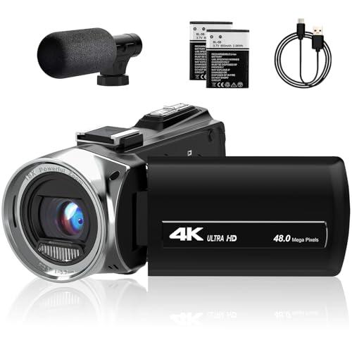 lovpo Camcorder Video Camera Ultra HD 48MP Vlogging Camera for YouTube 18X Digital Zoom Camera Recorder with Microphone