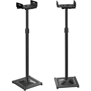PERLESMITH Universal Speaker Stands for Surround Sound -Height Adjustable Extend 33.3to 45.1, Floor Speaker Stand for Satellite & Studio & Bookshelf Speakers up to 11LBS,1 Pair Black, PSSS2