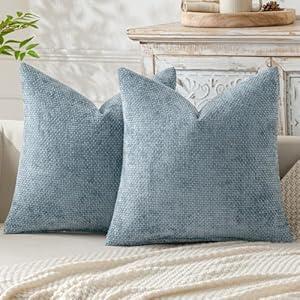 MIULEE Pack of 2 Coastal Blue Throw Pillow Covers 16x16 Inch Summer Modern Boho Accent Decorative Pillow Covers Soft Farmhouse Cushion Covers for Home Decor Couch Bed Sofa Living Room