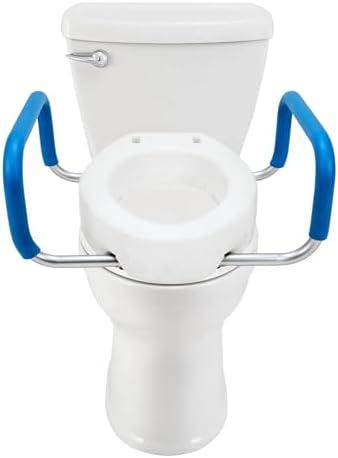 Heavy Duty Elongated Toilet Seat Riser, Easy to Install - 3.5" Lift - 300 lbs Capacity, Premium Padded Support Handles