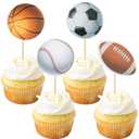Gyufise 36 Pack Sports Cupcake Toppers Baseball Rugby Cupcake Picks Basketball Toothpicks Soccer Ball Football Cake Decor for Boy Happy Birthday For Sports Ball Game Theme Party Supplies Decoration
