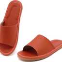 Sandals Women Men, Genuine Leather Slippers, House Slippers for Women Indoor Outdoor, Unisex Soft Flat Sandals (Orange)