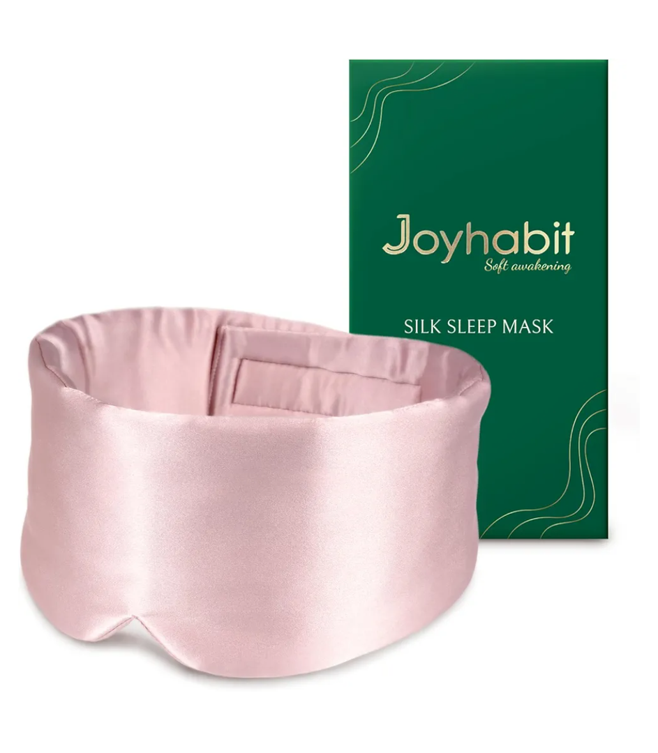Joyhabit Silk Sleep mask | 100% Mulberry for Women Men Ultra Soft Blackout Eye Cover with Adjustable Band, Breathable No Eye Pressure, Ideal for Sleep, Travel, Naps & Meditation, Lotus Pink