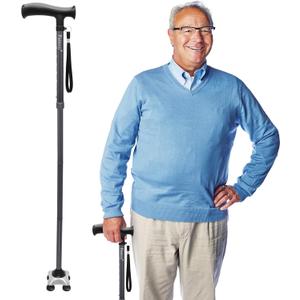 Walking Cane for Men & Women - Walking Stick for Seniors with Autonomous Standing Base - Foldable, Adjustable, Collapsible Canes with Freely Rotating Base and Soft TPR-Coated Handle