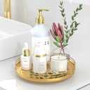 9" Gold Lazy Susan for Table Top, Oak Wood Lazy Susan Turntable Organizer for Dining Coffee Table Centerpiece Bar Decor Kitchen Countertop Bathroom Vanity Decorative Tray for Perfume Jewelry Round