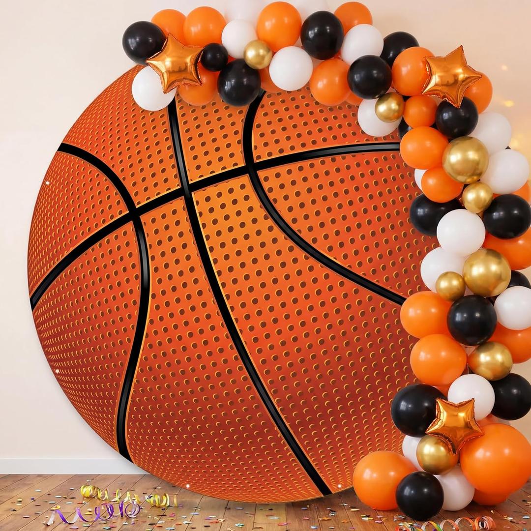79 Inch Basketball Cutouts Backdrop Banner Basketball Senior Night 2026 Party Decorations Large Hanging Sports Themed Backdrop for Game Theme Birthday Photo Supplies