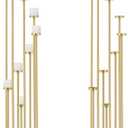 2pcs 9 Arm Candelabra,Floor Candle Holders Tall Set for Wedding Aisle Decoration,Gold Candelabras for Fireplace,Candle Stand Fit for Flameless or Wax