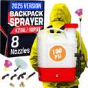 Battery Powered Backpack Sprayer - 4.2 Gallon, 8 Nozzles, 100PSI Cutoff, Long Battery Life, Wide Mouth, High-Pressure Spray Hose, Trigger Lock, Pressure Knob Controller