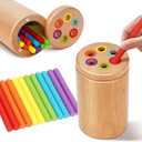 Montessori Toys for 1-3 Year Old, Travel Toys for Toddlers Wooden Color Sorting Stacking Toy for 18+ Month Old Boys Girls Learning Gift for 2-4 Year Old Kids Birthday Easter Basket Stuffers