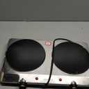 OVENTE Countertop Infrared Double Burner, 1500W Electric Hot Plate and Portable Stove with 7.5” Ceramic Glass Cooktop, 6 Level Temperature Setting and Easy to Clean Base, Silver BGI202S