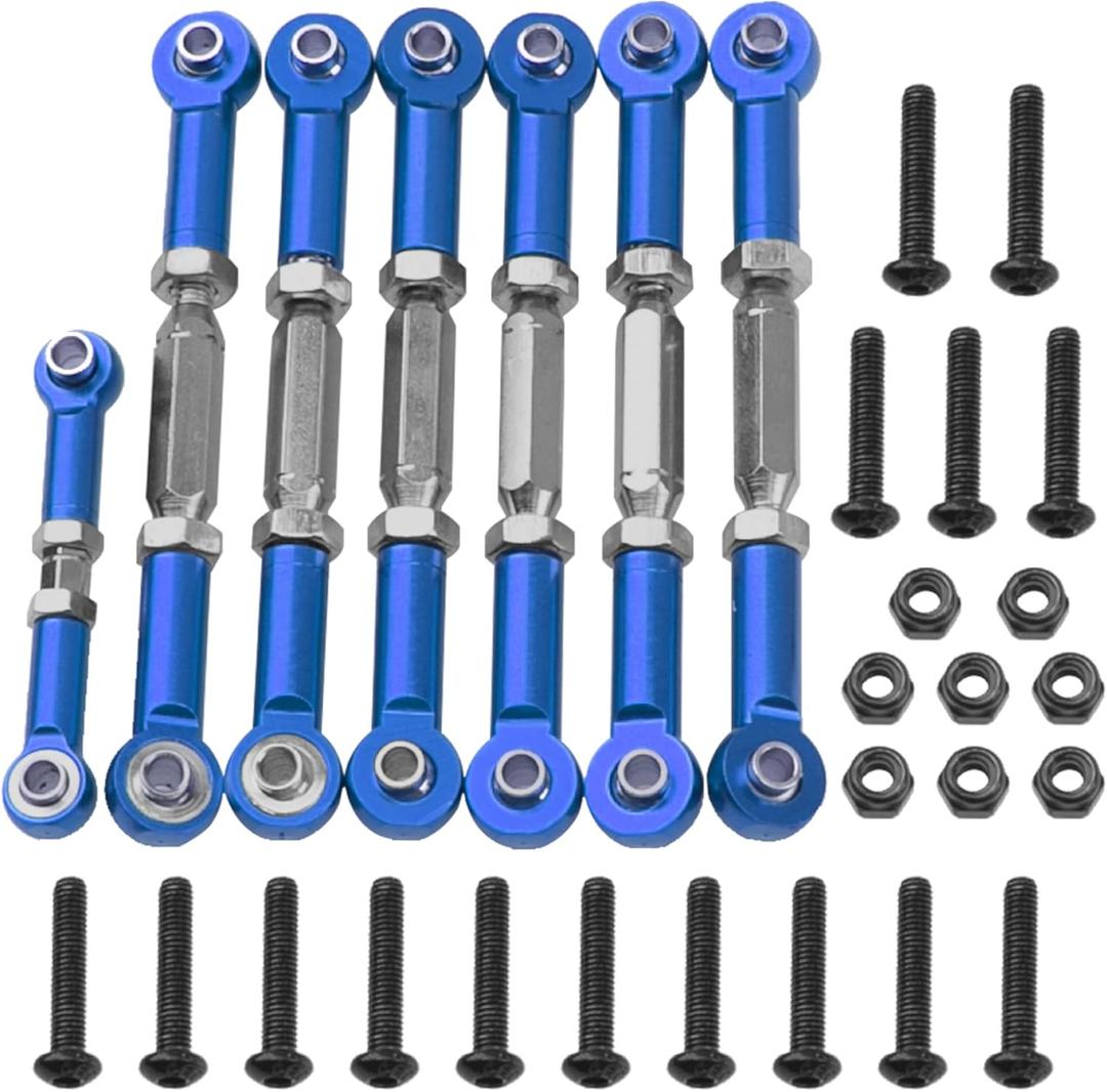 7PCS ShareGoo Adjustable Turnbuckles Camber Links Steering Linkage Rod Ends Sets Compatible with Traxxas Slash 4X4 / 2WD 1/10 RC Car Upgrade Parts (Blue)