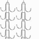 2 Pack Purse Organizer for Closet, Bag Organizers with 20 Big Hooks, 360 Degree Rotation Purse Hanger for Display, Collapsible Space Saving Hangers Rack for Handbag, Belt, Scarve, Tie, White (Silver)