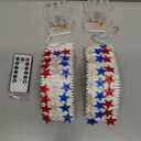 2 Pack 100 LED Red White and Blue Lights - 33 FT 4th of July Patriotic Lights With 8 Modes & Remote - Battery Operated Timer for Memorial Day Independence Day Decorations