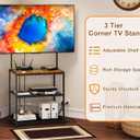 23 Inch to 50 Inch Floor Small Corner TV Stand with Storage Shelves for Living Room Bedroom, Universal Floor Television Stands with Mount, Rustic Brown Corner TV Table Desk Shelf for Small Space
