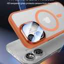 VOFATA [Upgraded Full Camera Protection] for iPhone 17 Case with Camera Cover Stand [Fit for MagSafe][10FT Mil-Grade Protection] Translucent Magnetic iPhone 17 Phone Case, Orange
