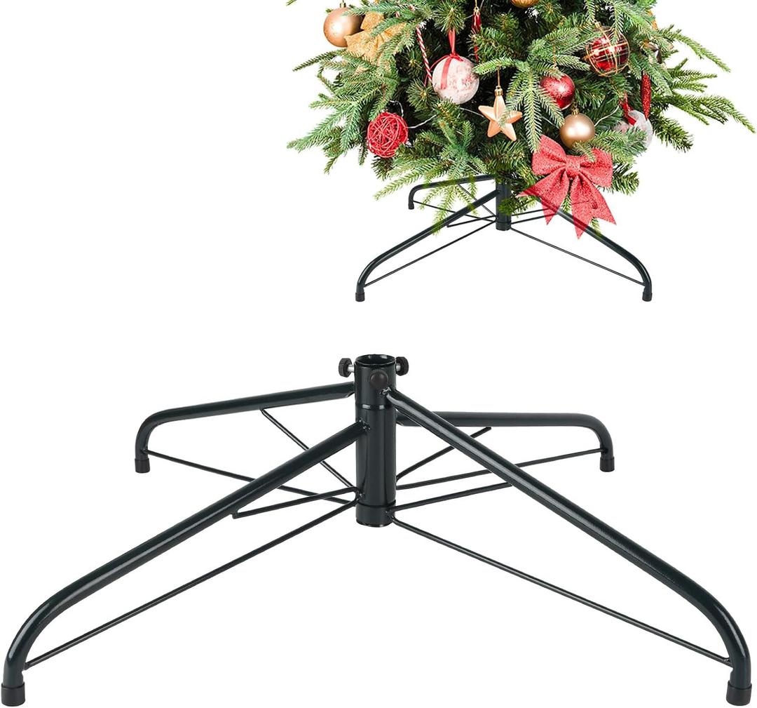 CCINEE Metal Christmas Tree Stand, Universal Folding Xmas Tree Stand 23.6 Inch Replacement Tree Stand Base for 3 Ft to 8 Ft Christmas Artificial Trees Fake Tree,Green