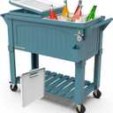 Permasteel Party Cooler with Divider, Spacious 80-Qt Capacity, Chills 36hrs, Serving Tray, Rolling Ice Chest for Indoor and Outdoor Entertainment, Matte Teal