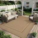 MontVoo-Outdoor Rug-Patio Rug 6x9 ft Polypropylene Indoor Outdoor Rugs Outdoor Carpet for Patio Deck Balcony Porch, Textured Weave, Durable for High Traffic, Fade-Resistant, Modern Neutral Brown