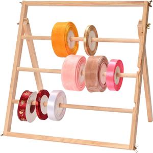Sparkle Race Ribbon Organizer Storage, Wooden Ribbon Holder Organizer Rack for Craft Mesh Ribbons Arts & Crafts Supplies, Christmas Ribbon Storage Sticker Roll Holder Sewing Thread Organizers