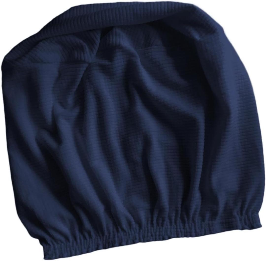 Ottoman Cover, Stretch Ottoman Slipcover, Round Ottoman Storage Cover, Furniture Protector Cover with Elastic Bottom, Navy