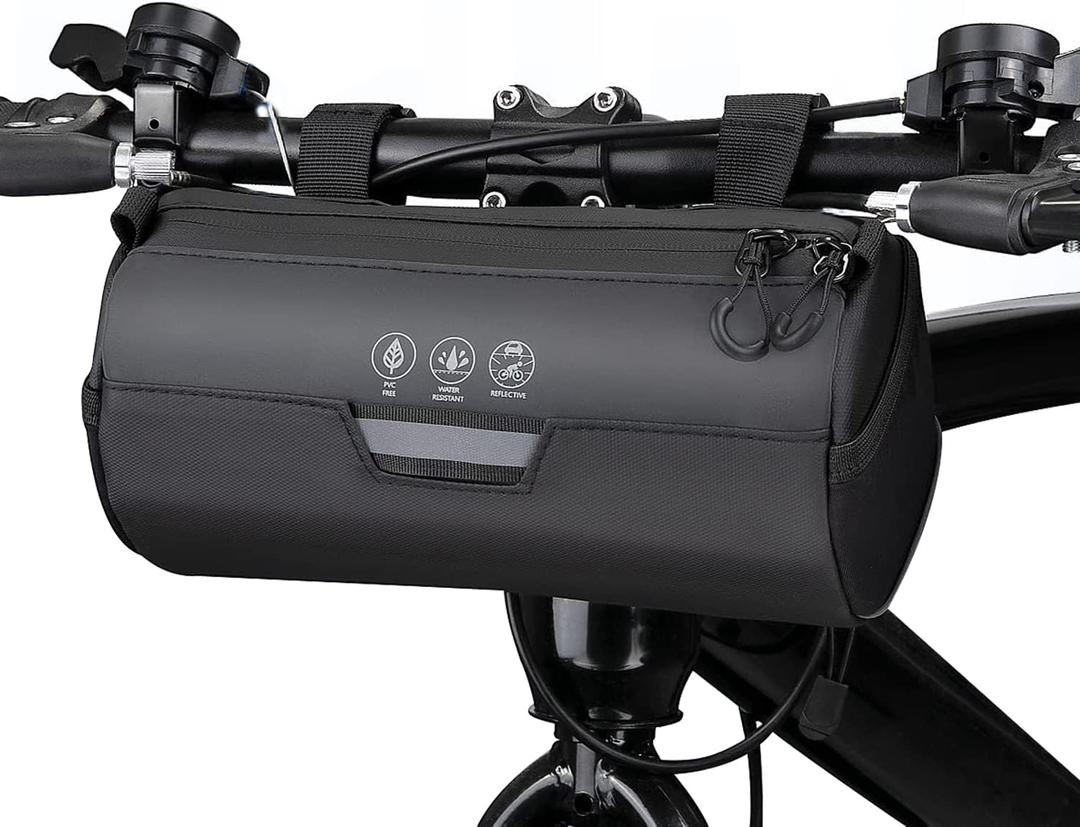 CamGo Small Handlebar Bag for Bike - Multifunctional Mini Shoulder Pack Cycling Accessory Pocket (Cylinder Black)