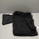 WDIRARA Women's Western Concert 2 Piece Outfits Short Sleeve Sheer Fringe Dress and Cami Dress Set (Large, Black)