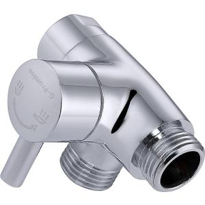 GPromise Solid Metal Shower Arm Diverter for Hand Held Showerhead and Fixed Spray Head, G 1/2 3Way Bathroom Universal Diverter System Replacement Part (Chrome)