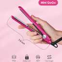Terviiix Mini Flat Iron for Bangs Short Hair Edges, 1/2 Inch Small Ceramic Hair Straightener and Curler 2-in-1, Travel Flat Iron with Dual Voltage, 430F Fast Heat, Pouch - Pink