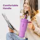 VINUR Insulated Tumbler with Handle-30 oz Stainless Steel Coffee Travel Mug with Leak Proof Straw Lid| Water Cup for Travel|Cup Holder Friendly|Gifts for Women, Lilac Purple