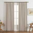 120 Inch Long Natural Linen Pinch Pleated 100% Blackout Curtains & Drapes,Bedroom/Livingroom Farmhouse Curtains 2 Panel Sets,Room Darkening Thermal Insulated Window Curtain