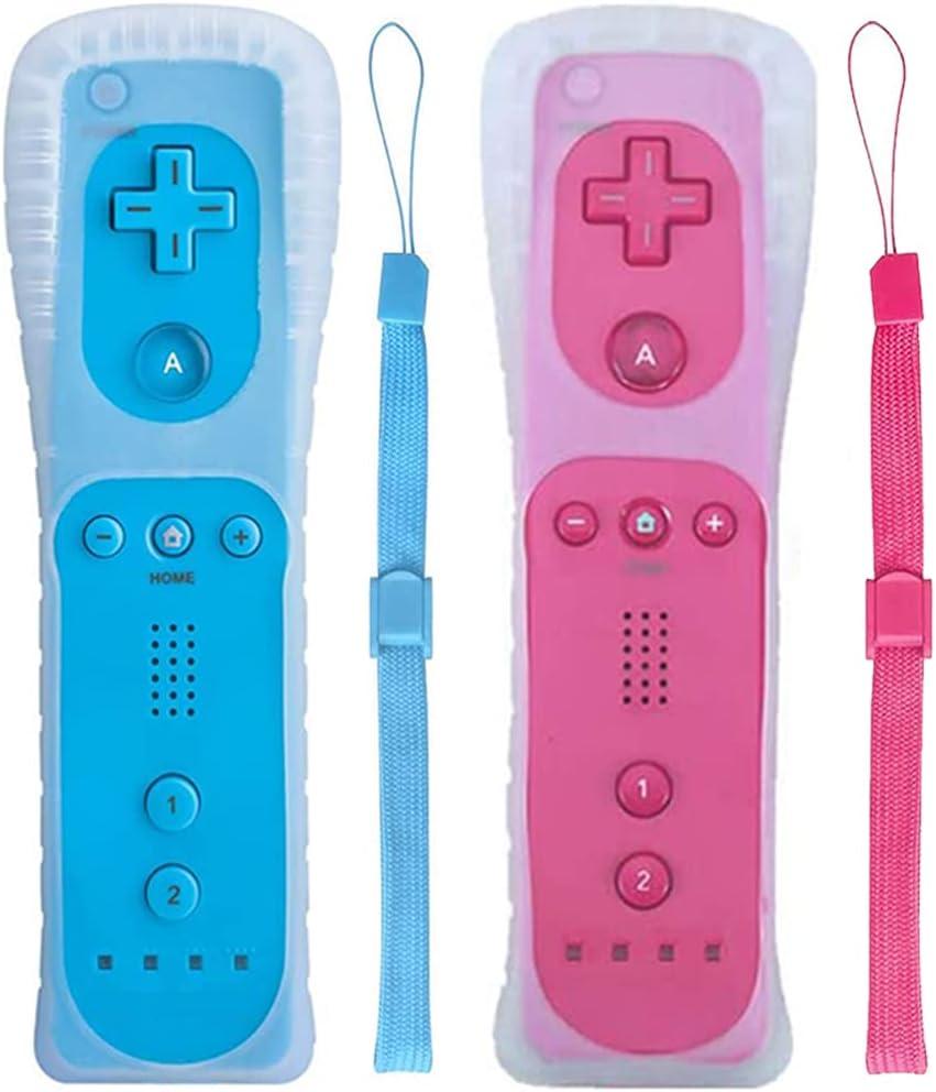 Wii Remote Controller, 2 Packs Upgrade Wireless Controller Compatible with Wii Wii U(blue and pink)