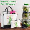 Kacctyen Pickle Gifts for Women Pickle Canvas Tote Bags Portable Cosmetic Bags Makeup Zipper Pouch and Canvas for Woman Daughter Sister Teenagers Friend Shopping Gym
