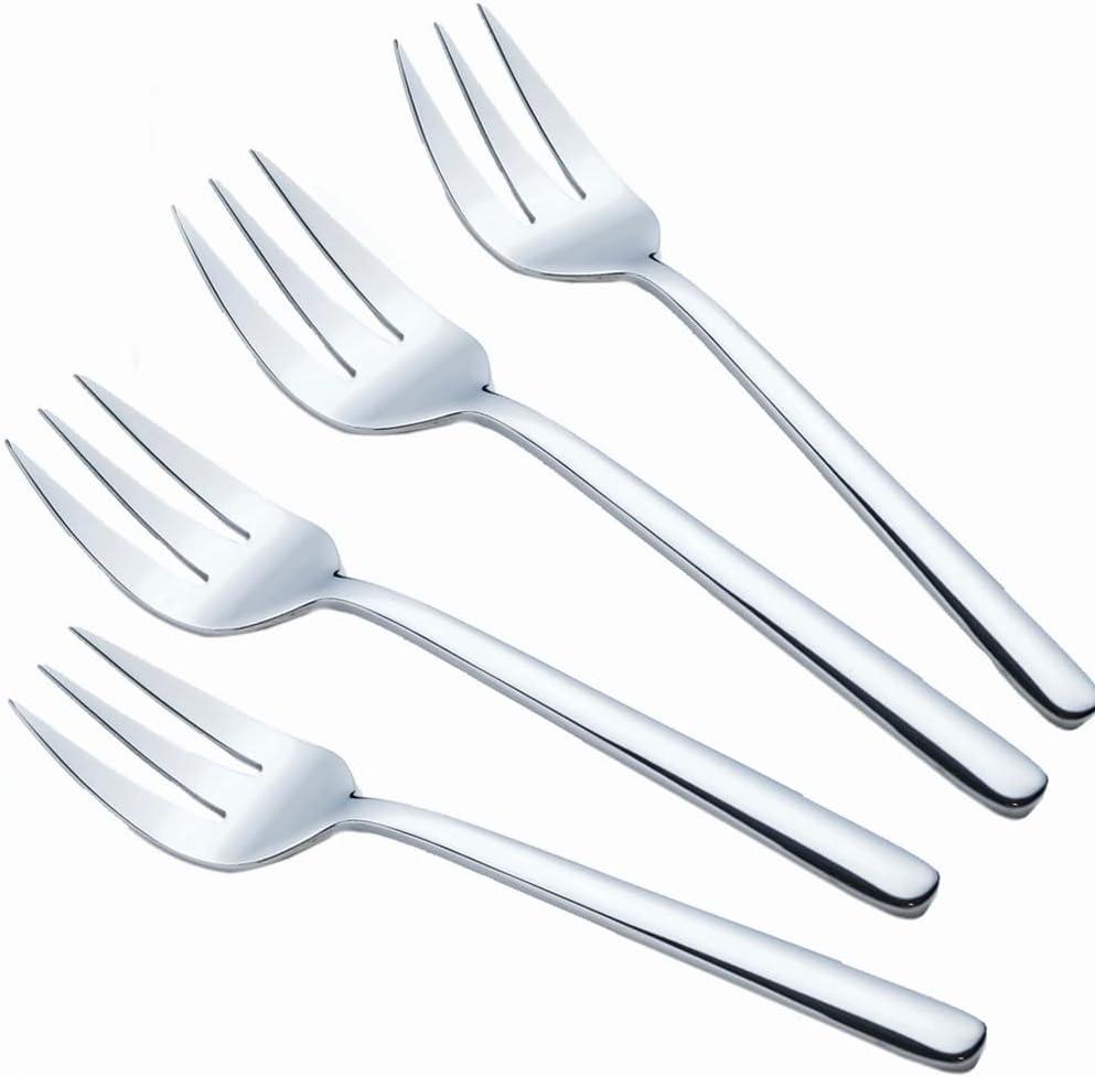 Serving Platters Forks Stainless Steel Buffet 9 inch Utensils Cake Butter Pastry Servers (4 pcs serving forks)