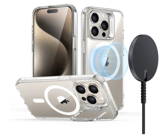 iPhone 15 Pro Max Snap-and-Stand Charging Bundle - Clear