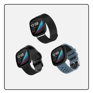 WITHit - Band Kit for Fitbit Versa 3 and Fitbit Sense (3-Pack) - Black Mesh/B...