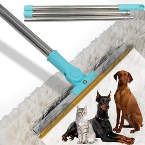 Carpet Rake for Pet Hair Removal - Reusable Hair Removal Tool with 54 Long Handle Built-in Metal Scraper Head, Ideal for Cat Dog Hair and Matted Carpets
