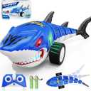 Remote Control Shark Toys, RC Shark Cars with Led Light, Rechargeable RC Robot Toy for Kids, 360 Rotating & Swinging Tail, Birthday Gifts for Girls Boys Age 3-5 5-7 8-10