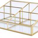 Vintage Gold Makeup Organizer - Glass Makeup Organizer Countertop Organizer for Make-Up Brushes Vanity, Tabletop Organizer Display Case for Bathroom, Vanity, Drawers GJB001