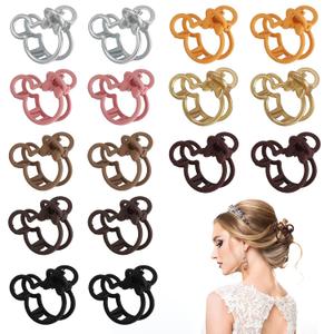 16 PCS Mouse Lady Thick Hair Barrette Clurly Vintage ABS Resin Colorful Hair Claw Clips Hair Jaw Clips Non-Slip Hair Catch Jaw Clamp Styling Accessories for Women Girl Party Celebration (8 Colors)